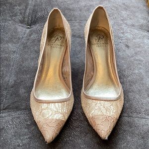 Adrianna Papell Lois Blush Lace Pumps
